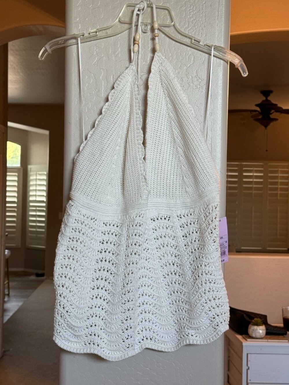 Cream Crochet Halter Top Size XXL